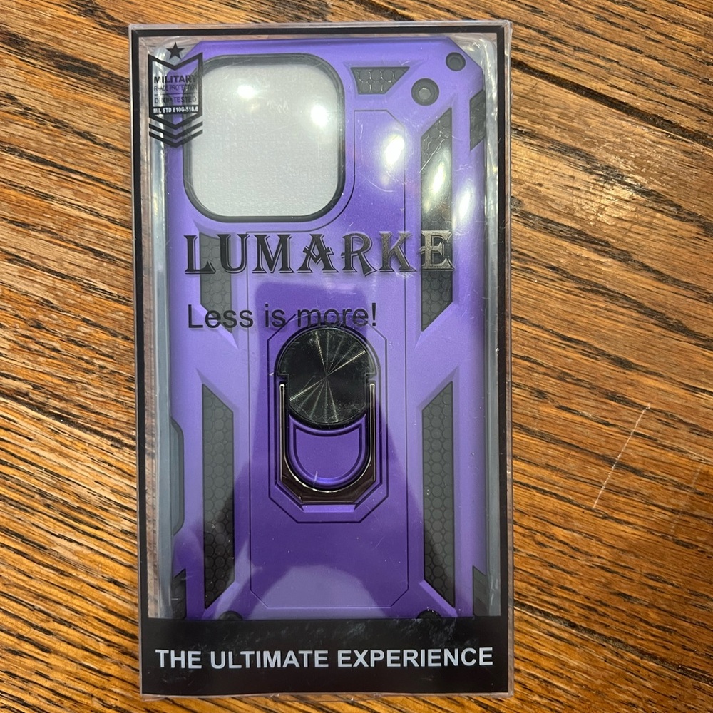 Lumarke Rugged iPhone 16 Pro Max Case Purple Phone Case Anti Shock ring holder